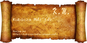 Kubicza Máté névjegykártya