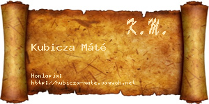 Kubicza Máté névjegykártya